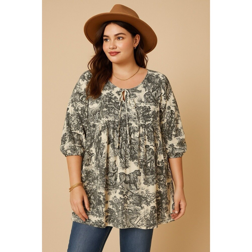 Bloom chic White And Black Jungle‎ Print Tunic Size 14/16